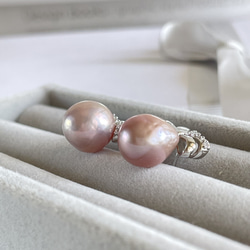 出口天然淡水愛迪生珍珠絲帶耳環（銀色） silver925 第8張的照片