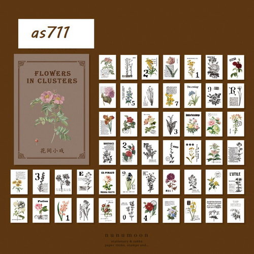 ヴィンテージ風 海外デザインペーパーブック 50枚 flowers