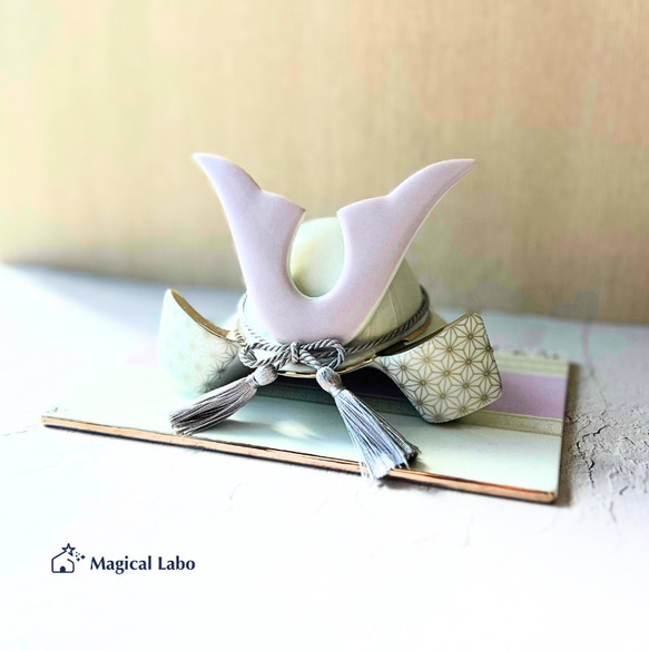 【名入れ無料】 兜(かぶと)と台座のセット(浅紫色)★陶器製＊端午の節句        Ω 人気・おすすめ｜安定人気・収納便利におすすめ 期間限定割引 配送追跡可