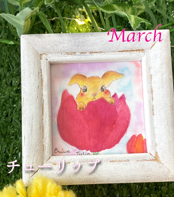 １２ヶ月の誕生花　ミニ原画　３月 1枚目の画像