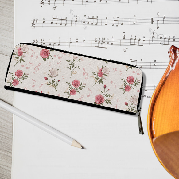 筆盒 ♪ “粉紅玫瑰與音符” 筆盒 ♪ 音樂古典鋼琴禮物 入學畢業課程演奏會 第1張的照片