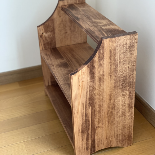 無垢材】L型カフェシェルフ クラシック アンティーク キッチンラック