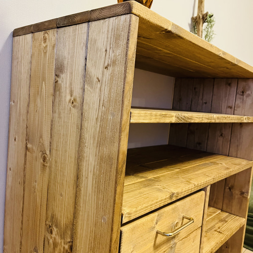 ウッドチェスト 収納棚 キッチンラック 食器棚 無垢材家具 棚  