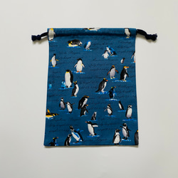 ペンギン柄☆120〜130こどもエプロン、三角巾、巾着3点セット　 6枚目の画像