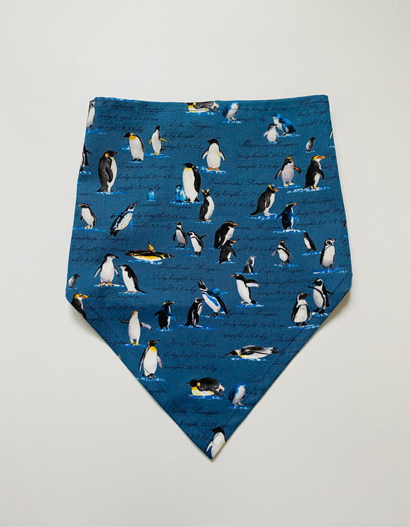 ペンギン柄☆120〜130こどもエプロン、三角巾、巾着3点セット　 5枚目の画像