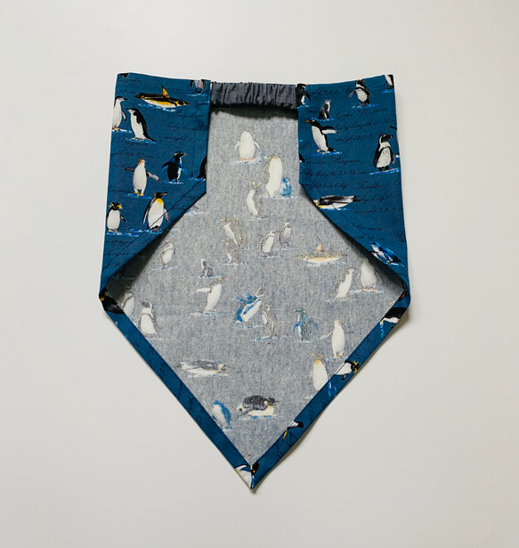 ペンギン柄☆120〜130こどもエプロン、三角巾、巾着3点セット　 4枚目の画像