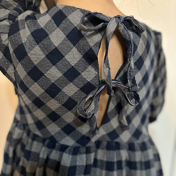 Navy Gingham kids One Piece ネイビーギンガムチェックキッズワンピース【size90ｰ140】 6枚目の画像