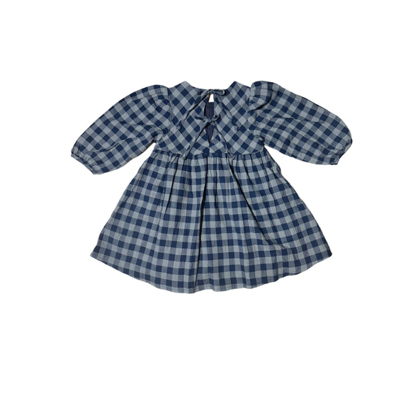 Navy Gingham kids One Piece ネイビーギンガムチェックキッズワンピース【size90ｰ140】 2枚目の画像