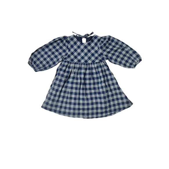 Navy Gingham kids One Piece ネイビーギンガムチェックキッズワンピース【size90ｰ140】 1枚目の画像