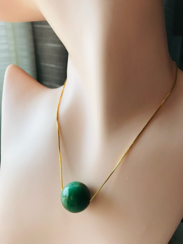 [MT100-001］ ジェイド　JADE ヒスイ　ネックレス　ブレスレット　ミャンマー産　丸玉　16mm グリーン 11枚目の画像