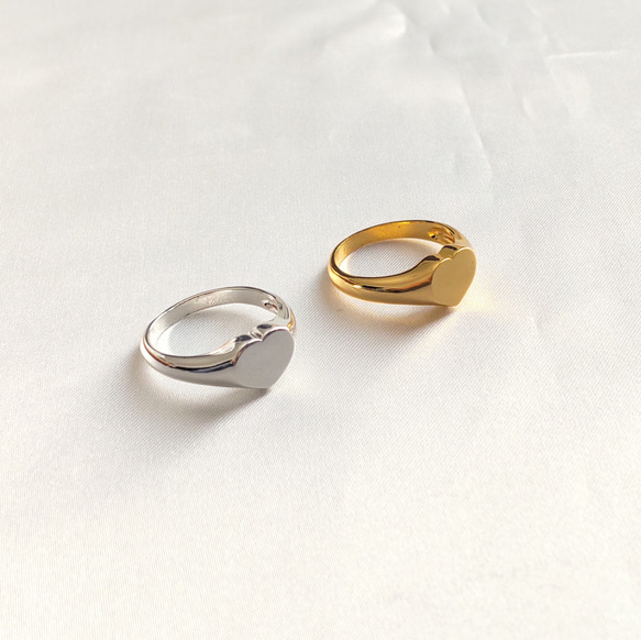 stainless　ハートリング　ゴールド　シルバー　12号　韓国　指輪　可愛い　おしゃれ　シンプル　メンズ　レディース 4枚目の画像