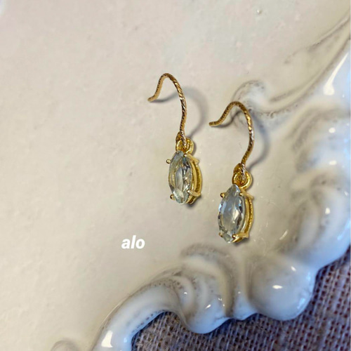 送料無料】14kgf 天然石 アクアマリン AAA マーキスファセット ピアス