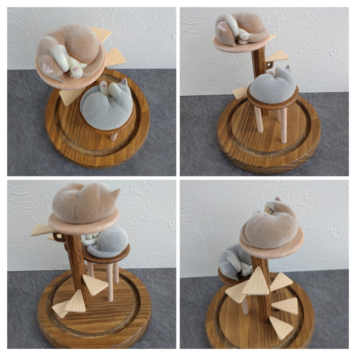 キャットタワー型ディスプレイスタンド【ガラスドーム】 その他置物