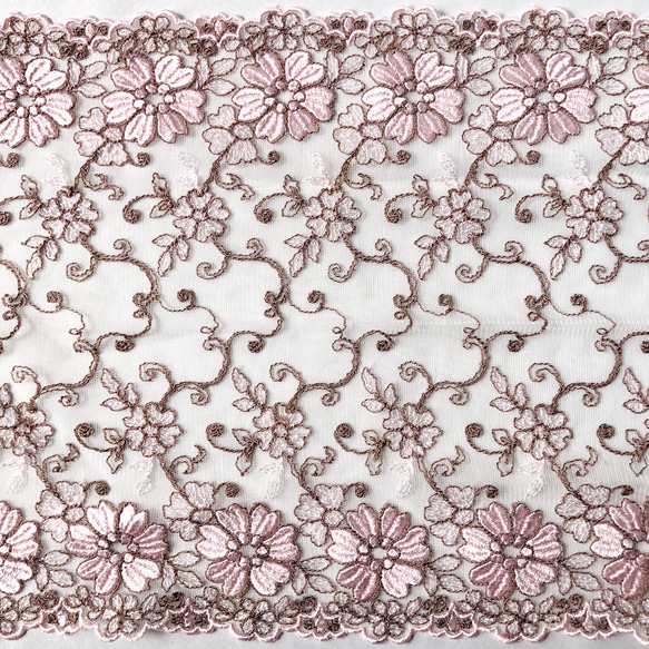 帯枕も使える帯揚げ付き三重紐　チュールレースが美しい　灰ピンクと桜柄 14枚目の画像