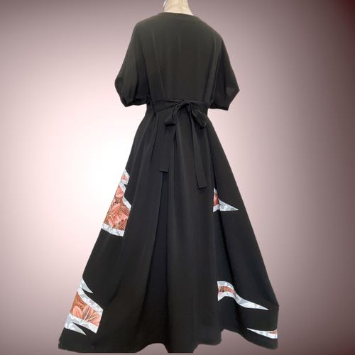 黒留袖の品格 カシュクールワンピース 正絹 着物リメイク