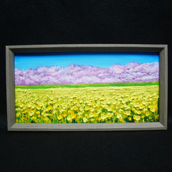 自作絵画　長閑な午後　油彩画 油絵 油彩 油彩画 絵 絵画 長方形ミニ絵画【青い月】 油絵 油彩