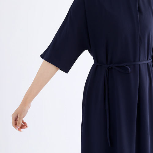 フォーマル 淡水パールボタン ロングワンピース・ネイビー