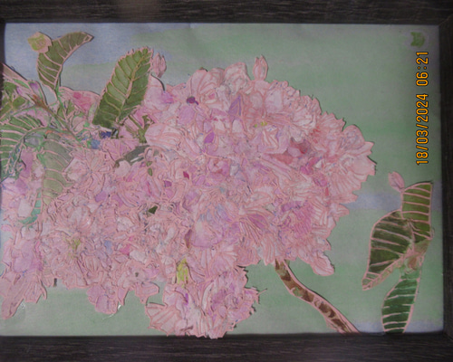 絵画 春 桜 切り絵 八重桜 花の絵 ボタニカルアート 美術品 原画 立体アート e2523509cd957b7673169b71c2e489