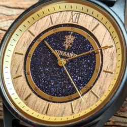 【木製腕時計】EINBAND Anmut ブルーサンドストーン × エボニーウッド 木の時計 ウッドウォッチ【40mm】 3枚目の画像
