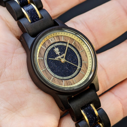 【木製腕時計】EINBAND Anmut ブルーサンドストーン × エボニーウッド 木の時計 ウッドウォッチ【32mm】 10枚目の画像