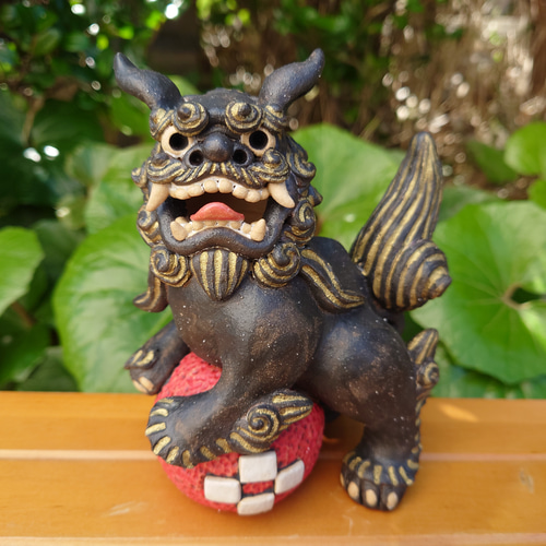 玉乗り獅子　シーサー 像 Yahoo!オークション - シーサー 玉乗り獅子 狛犬 沖縄 陶器 魔