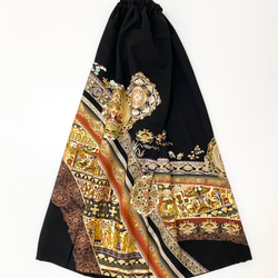 黒留袖着物リメイクウエストゴムロングスカート送料無料フリーサイズ着物リメイクロングスカートフリーサイズNO.1853 5枚目の画像