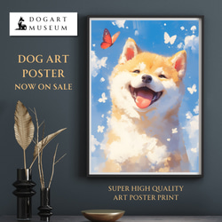 蝶犬戯舞 - 柴犬・豆柴の子犬 No.2】春・蝶・子犬・アートポスター・犬