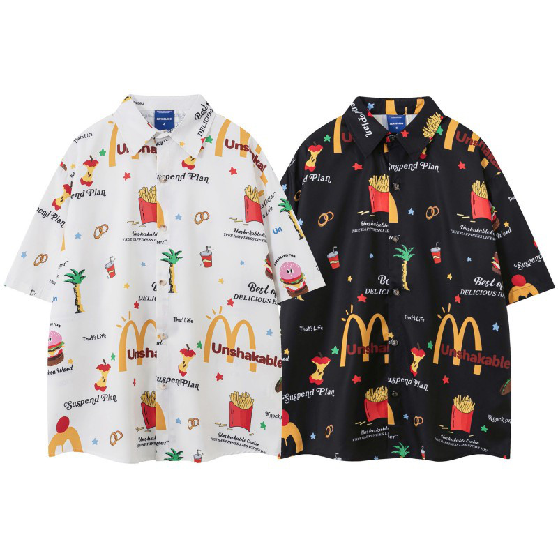 24夏のクリエイティブカップル服半袖シャツおしゃれカジュアルシャツ男女兼用 W306