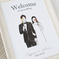 お洒落なウェルカムボード似顔絵❤️ ウェルカムボード イラスト ちょっとデフォルメ 似顔絵 おしゃれ 結婚