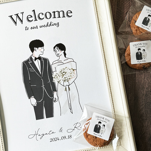 ウェルカムボード イラスト ちょっとデフォルメ 似顔絵 おしゃれ 結婚