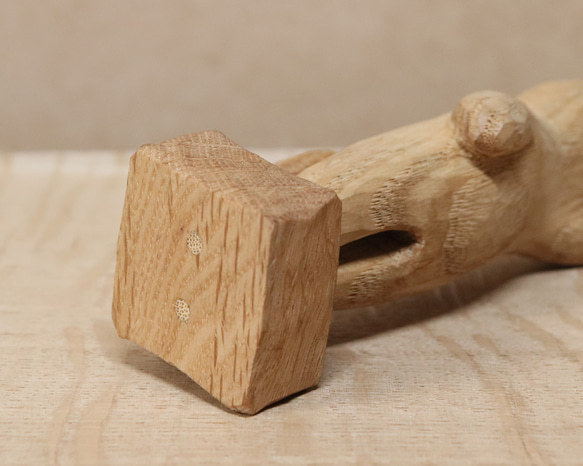 木彫り 招き猫（左手）ネコの置物（木材：栗/水楢）（No.N0009） 14枚目の画像