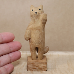 木彫り 招き猫（左手）ネコの置物（木材：栗/水楢）（No.N0009） 15枚目の画像