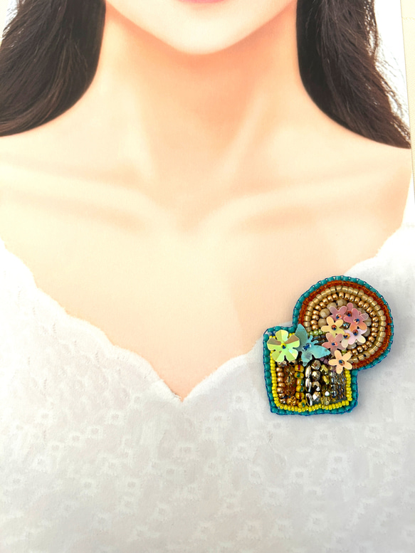専用ページ ビーズブローチ ビーズ刺繍 アクセサリー 男の子におすすめ】UFO ビーズ刺繍 ブローチ キーホルダー(全2色