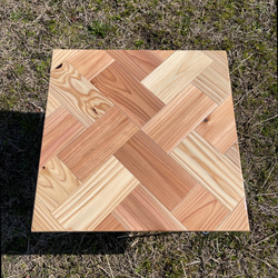【和モダン】杉無垢 寄木の折りたたみローテーブル【試作品セール】 4枚目の画像