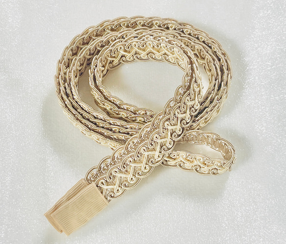 【再販】帯締め シャンパンゴールド×ベージュ/着物 浴衣 袴 1枚目の画像