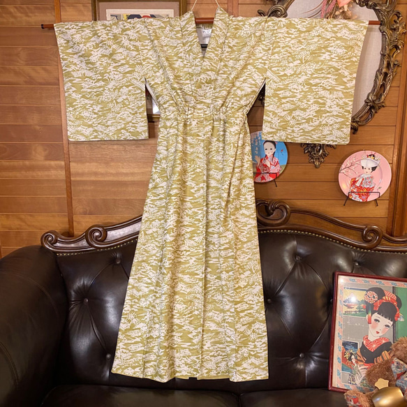 着物 洗え 化繊 ワンピース ドレス ハンドメイド リメイク 帯サッシュベルト  KW-323 7枚目の画像