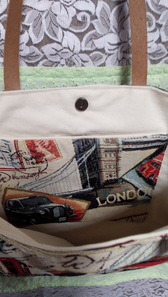 ロンドン柄ゴブラン織トートバッグ 8枚目の画像