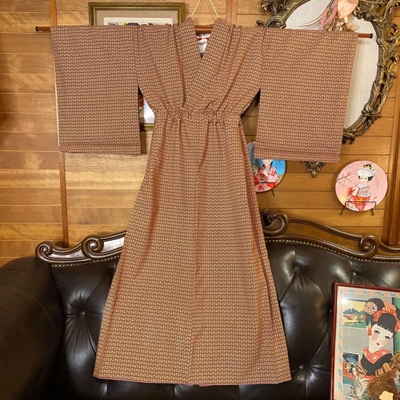 着物 洗え 化繊はワンピース ドレス ハンドメイド リメイク 帯サッシュベルト KW-325 7枚目の画像