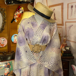 浴衣 ハンドメイド リメイク ワンピース ドレス 古着 和洋折衷 レトロ 和 モダン W-200 2枚目の画像