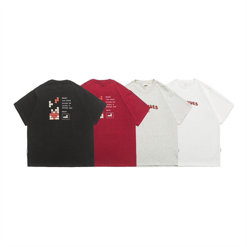 24夏新作プリントゆったりTシャツ男女中性風カジュアル半袖 W309