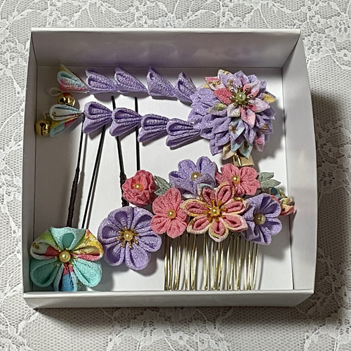 七五三 成人式 髪飾り 藤下がり パステルカラー ピンク 紫 水色 つまみ  