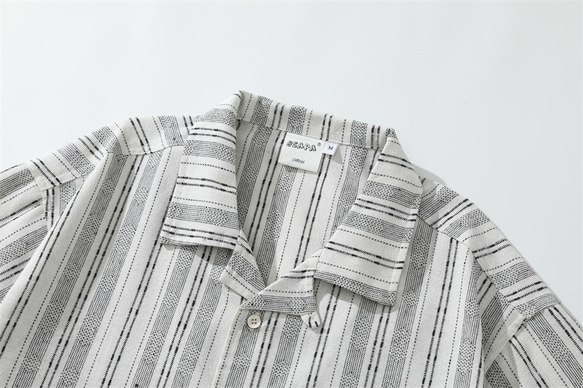 夏のカジュアル縦縞半袖シャツメンズ薄手シャツ W310 6枚目の画像