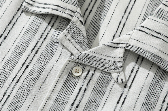 夏のカジュアル縦縞半袖シャツメンズ薄手シャツ W310 8枚目の画像
