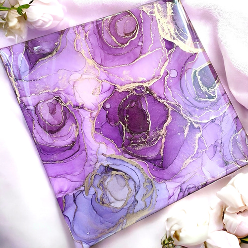 アルコールインクアート 紫薔薇 パネル その他アート raymreo 通販