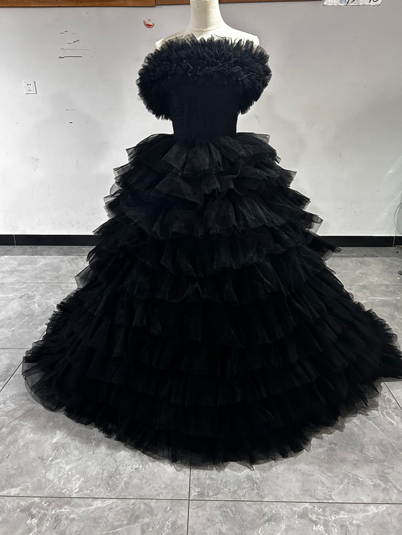 高品質！ブラック パーティードレス フレアスカート オフショルダー  