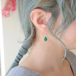 Green onyx charm pierce/earring 2枚目の画像