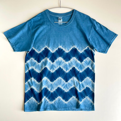 ジグザグ ボーダー Tシャツ ② 藍染 絞り染め 【受注制作】 T
