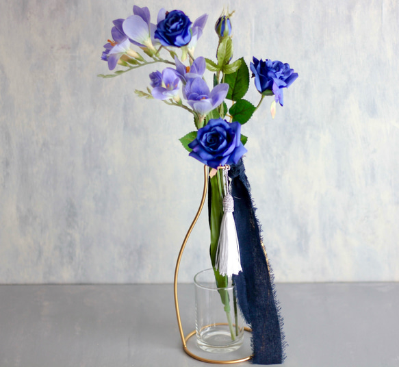 ブルースプレーローズとフリージア】｜アーティフィシャルフラワー