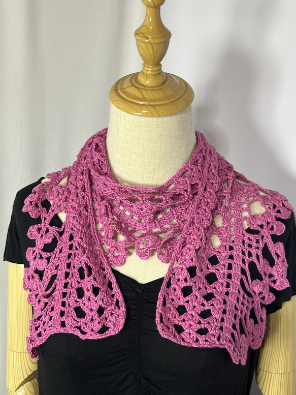 コットンピンクのミニレースストール ストール knit house muu 通販  