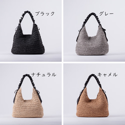 【まだまだ使える秋まで活躍】かごバッグ チクチクしない優しい肌触り 大人かわいい フリル ショルダーバッグ 人気 217 2枚目の画像